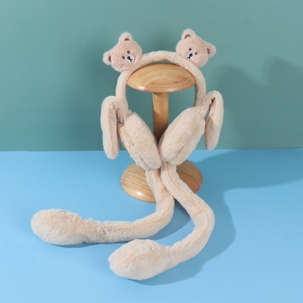 Teddy Bear Earmuffs with Flapping Ears (Squeeze Tails)