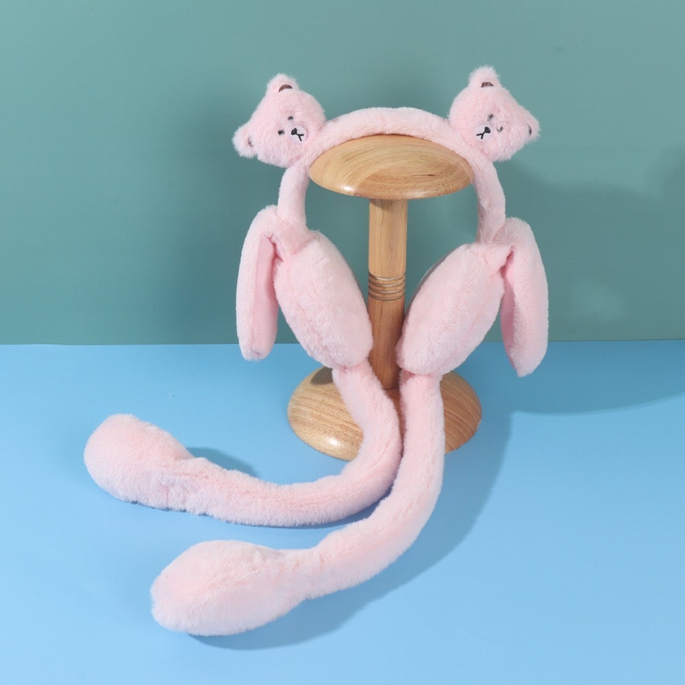Teddy Bear Earmuffs with Flapping Ears (Squeeze Tails)