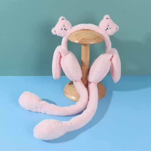 Teddy Bear Earmuffs with Flapping Ears (Squeeze Tails)