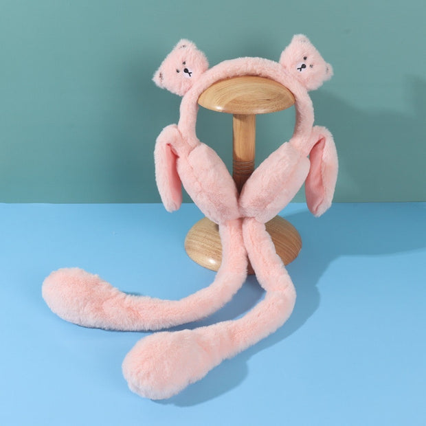 Teddy Bear Earmuffs with Flapping Ears (Squeeze Tails)