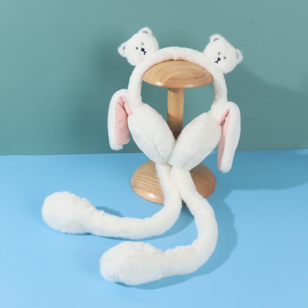 Teddy Bear Earmuffs with Flapping Ears (Squeeze Tails)