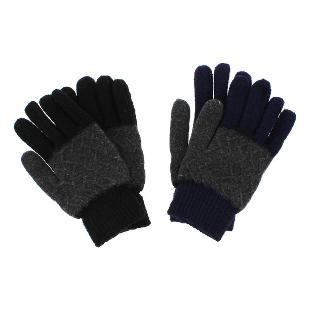 Assorted Colour Patterned Thick Winter Gloves with Fleece Lining