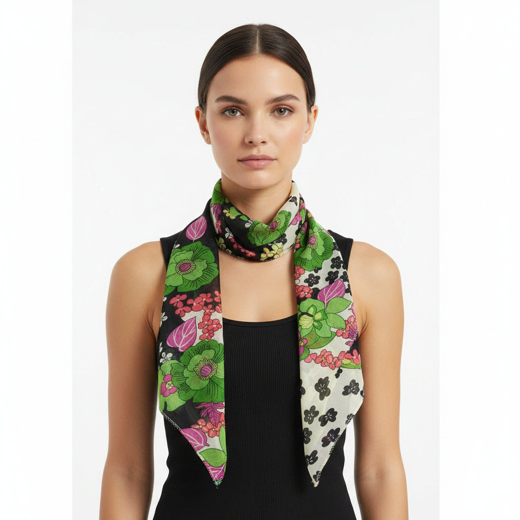 Flower Print on Black & White Sash (3 in 1)