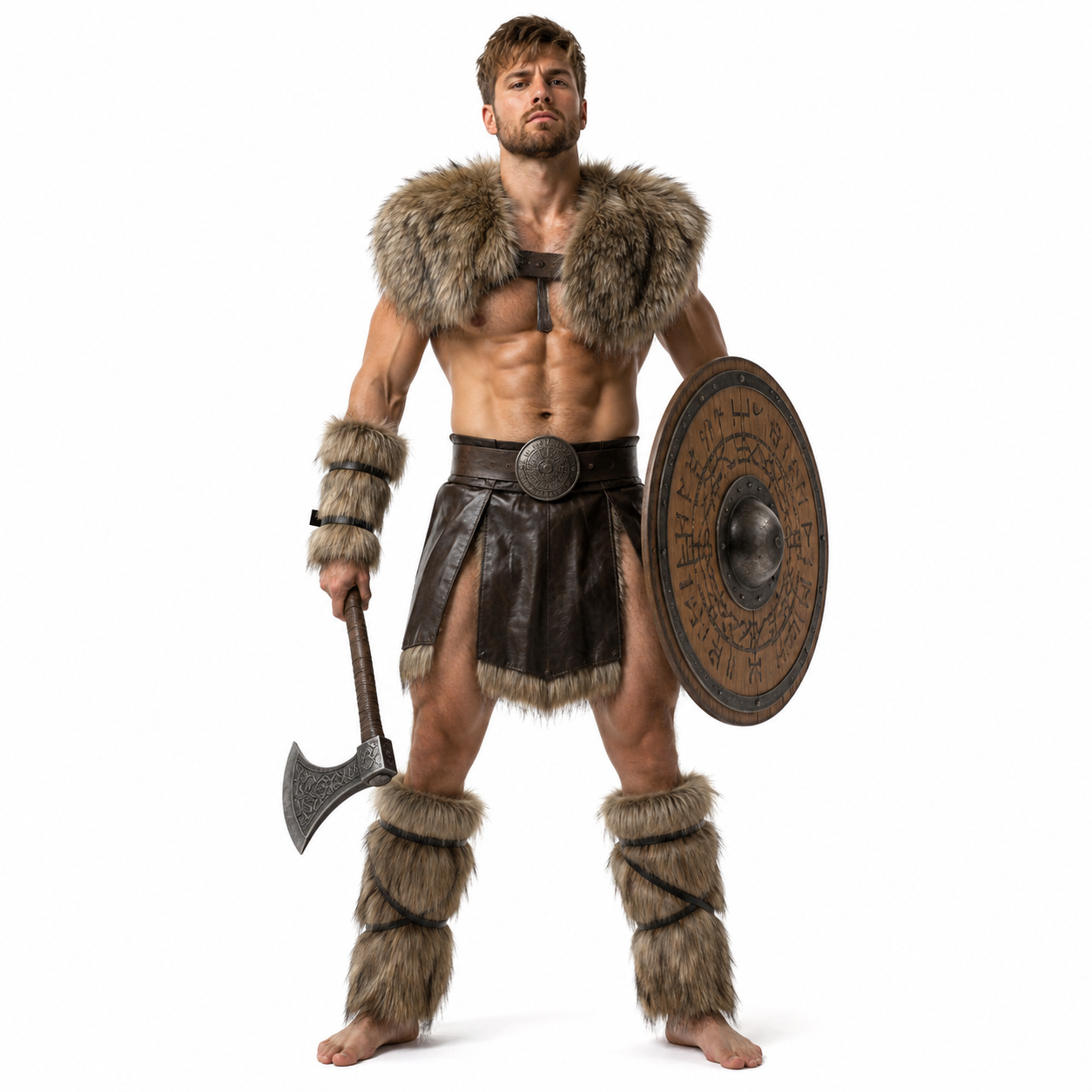 Set of 6 Faux Fur Fluffy Viking Warrior Costume Set