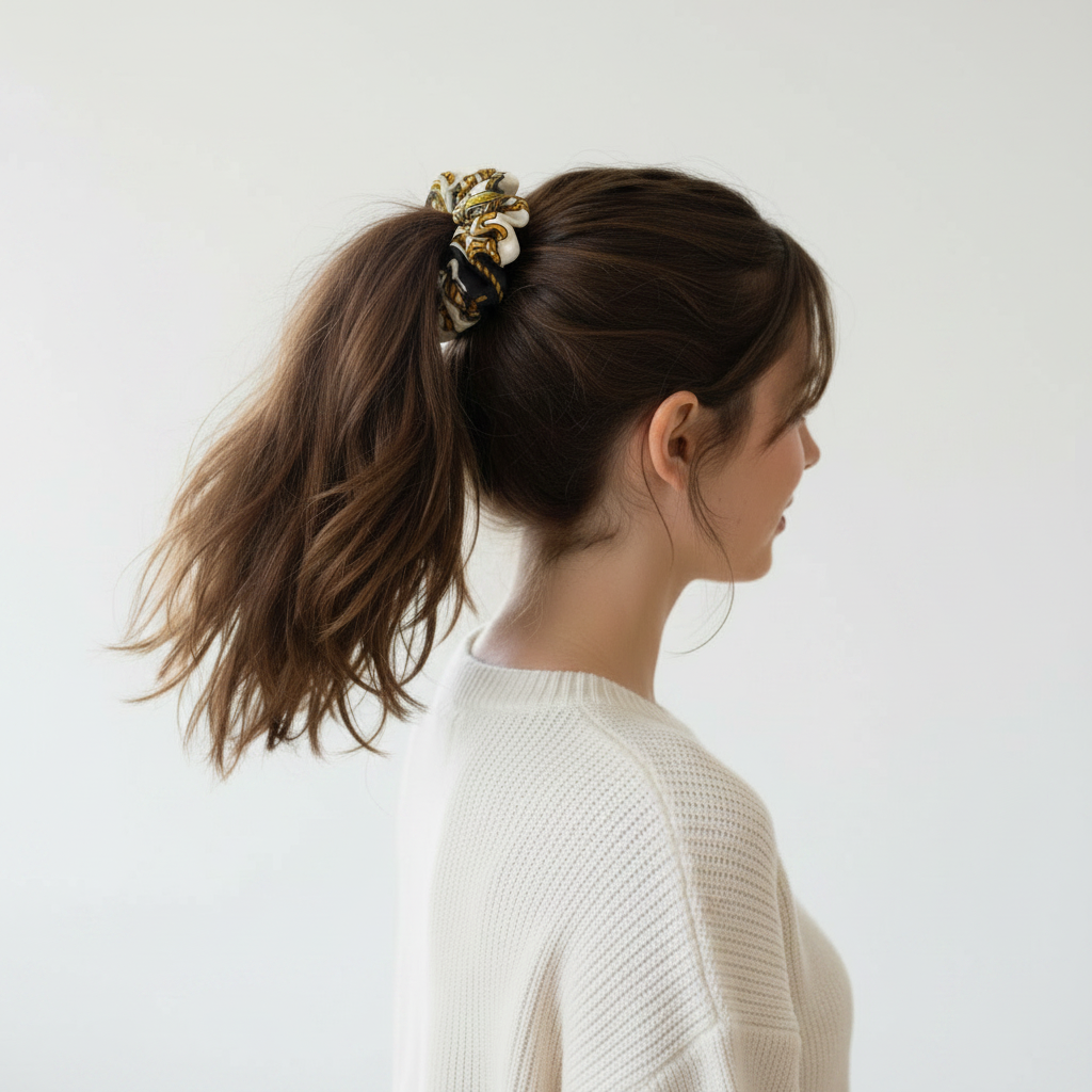 Rope & Chain Print Hair Scrunchie