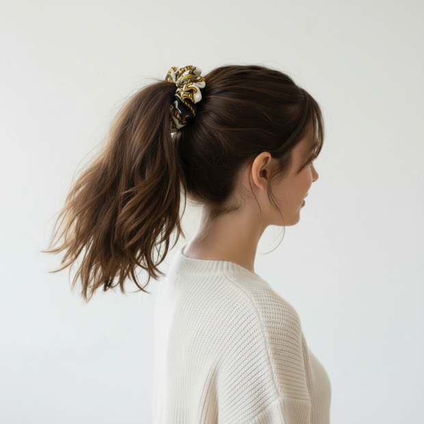Rope & Chain Print Hair Scrunchie
