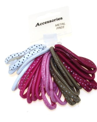 Metal Free Elastics Pink/Brown/White Mix 25pcs/card