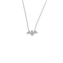 Small Silver Bat on Chain Necklace with Black Eyes