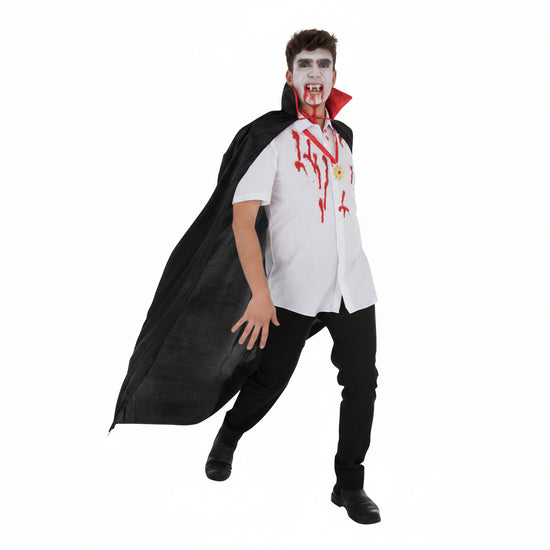 Adult Black Vampire Cape with Red Neckline