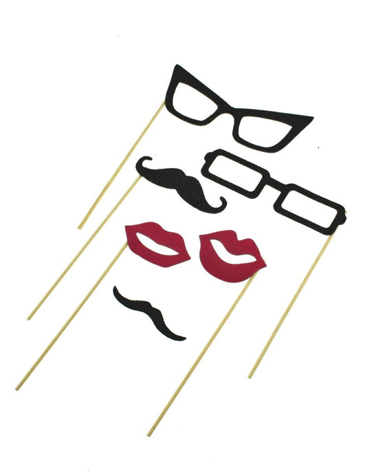 Mardi Gras Fun Glasses & Moustaches on Sticks