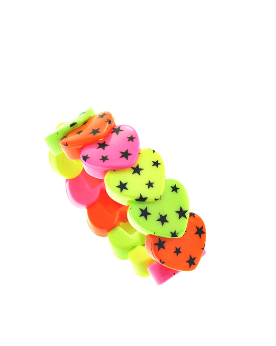 Star Print on Neon Hearts Bracelet