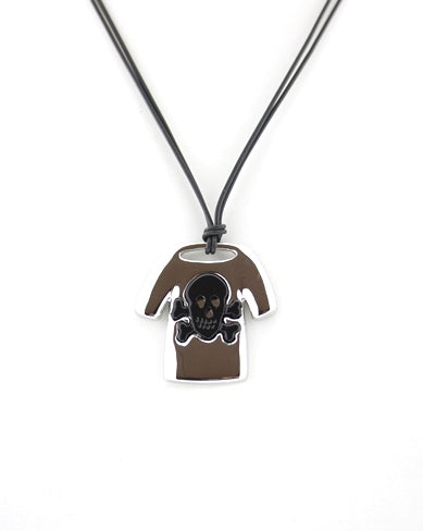 Skull and Crossbones on T-shirt Thong Necklace