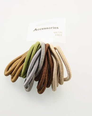 Assorted Metal Free Hair Elastics 18pcs/card