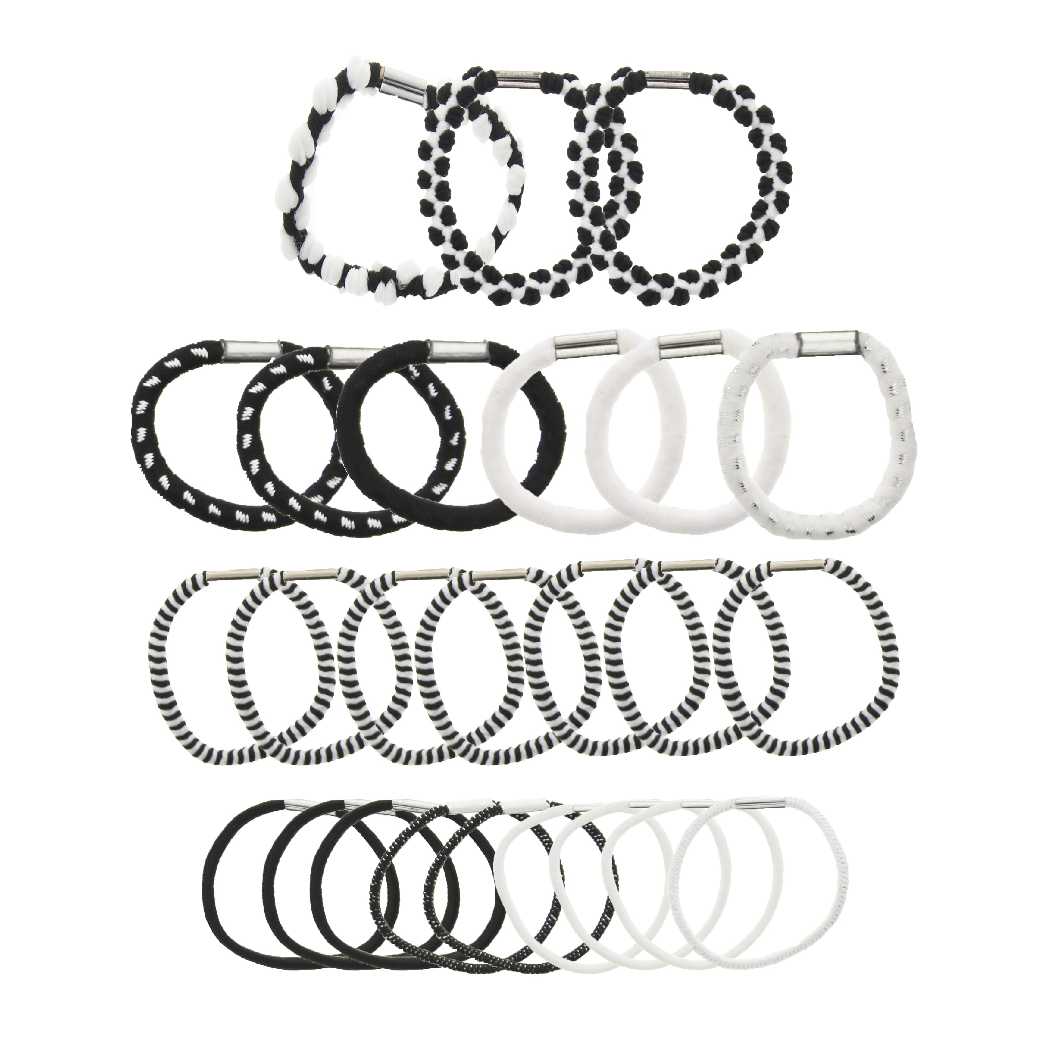 Hair Elastics Black / White mix 24pcs / Card