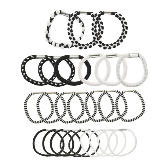 Hair Elastics Black / White mix 24pcs / Card