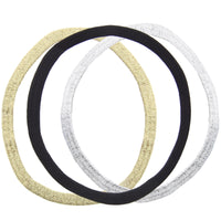 Card of 3 Glitter Metal Free Head Elastics