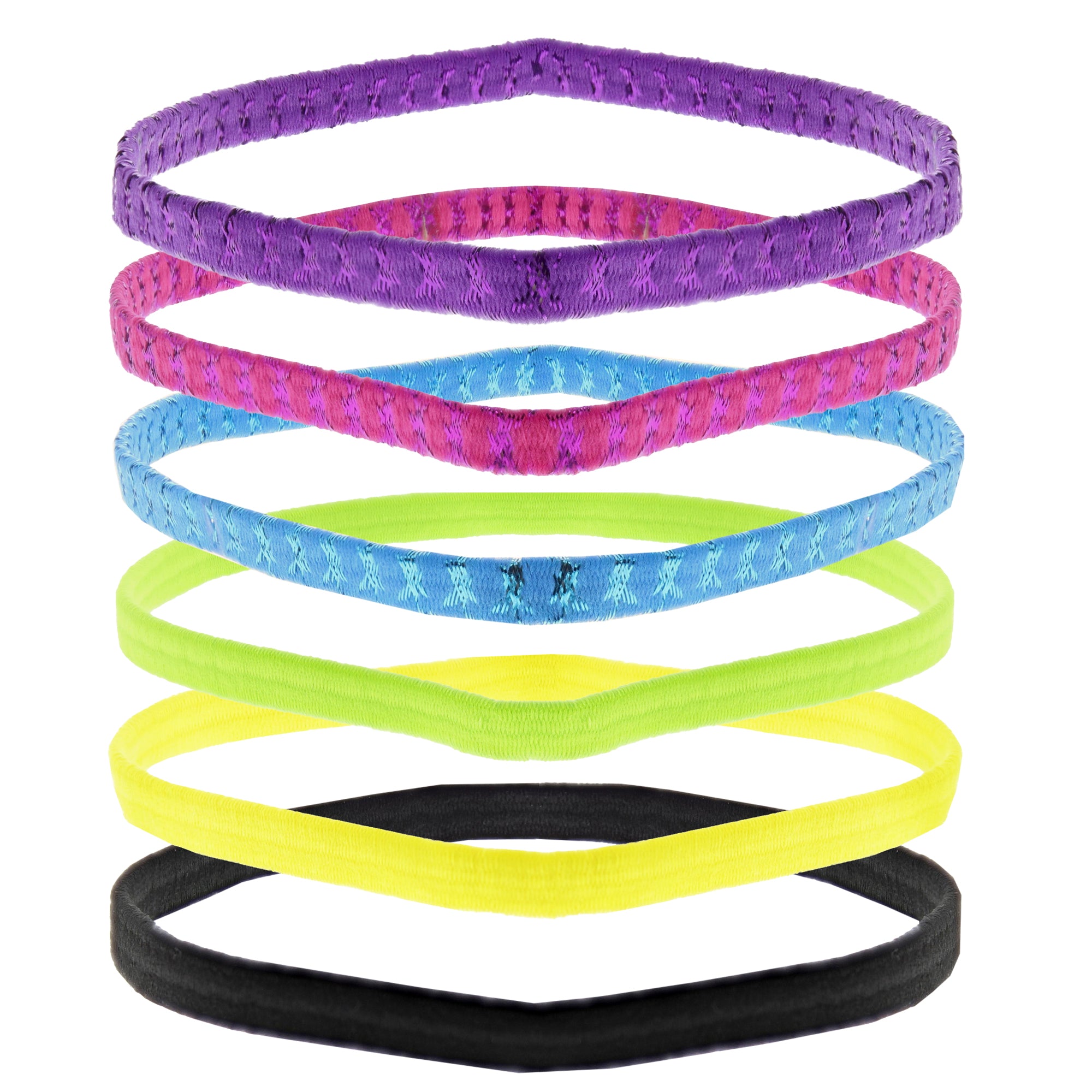 Card of 6  Bright Lurex Metal Free Head Elastics