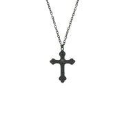 Black Diamante Stone Cross on Chain Necklace
