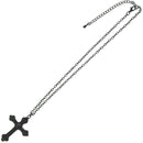 Black Diamante Stone Cross on Chain Necklace