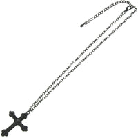 Black Diamante Stone Cross on Chain Necklace