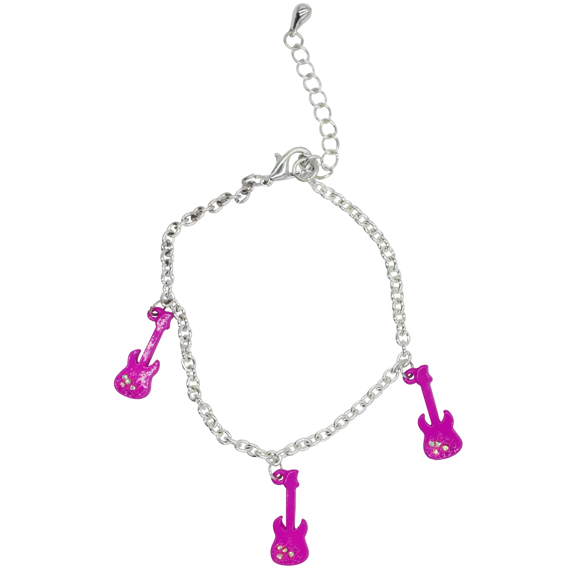 Pink Electric Guitar Bracelet with Diamante Stones