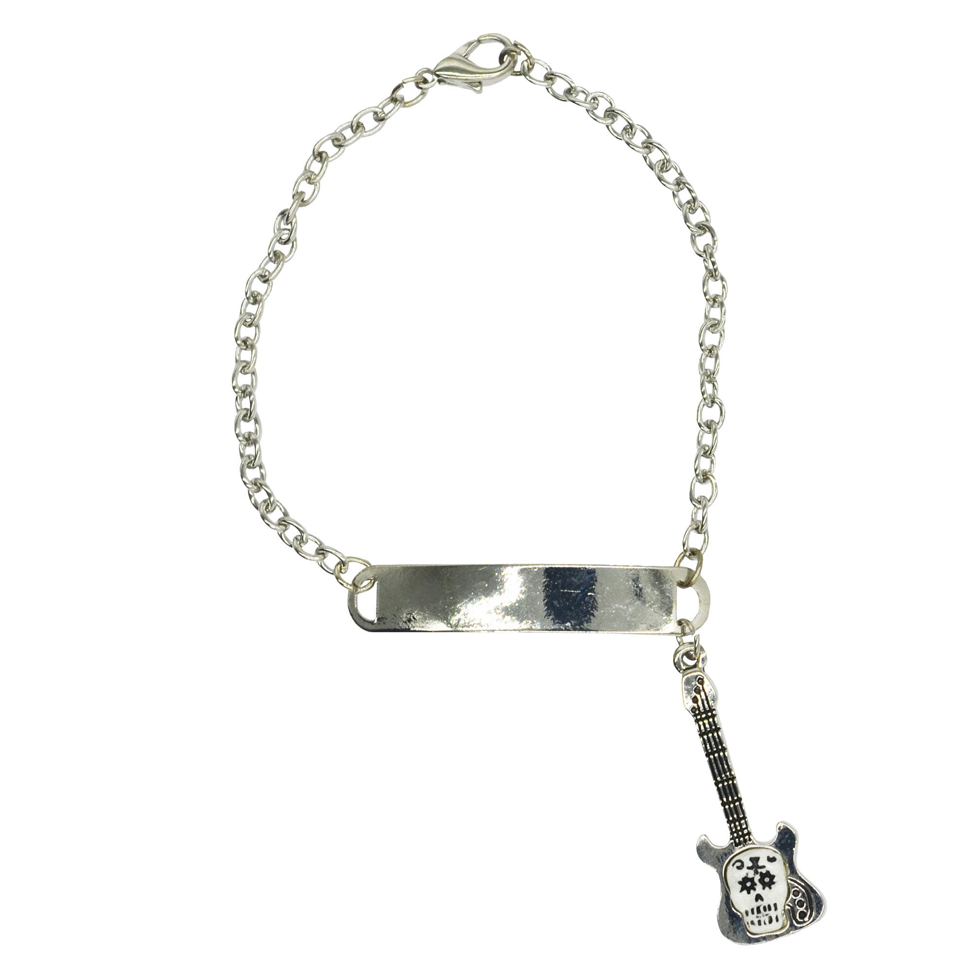 Sugar Skull on Electric Guitar ID Bracelet