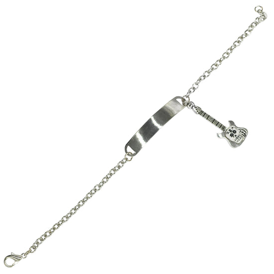 Sugar Skull on Electric Guitar ID Bracelet