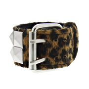 2-Row Pyramid Leopard Print Buckle Bracelet