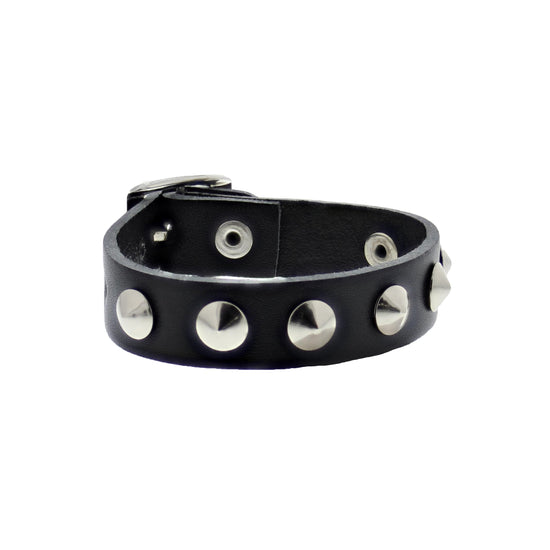 1-Row Studded PU Leather Bracelet with Buckle