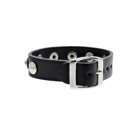 1-Row Studded PU Leather Bracelet with Buckle
