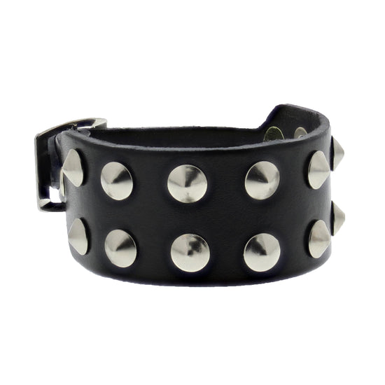 2-Row Studded PU Bracelet with Buckle