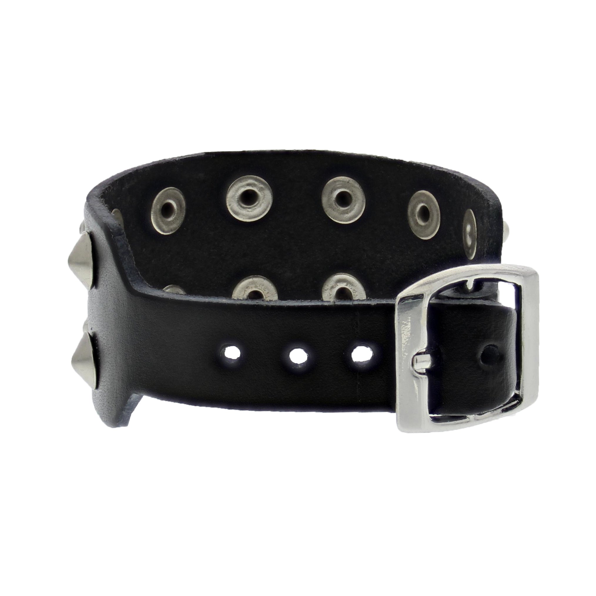 2-Row Studded PU Bracelet with Buckle