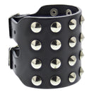 Black 4-Row Conical Studded PU Leather Bracelet with Buckle