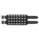 Black 4-Row Conical Studded PU Leather Bracelet with Buckle