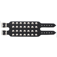 Black 4-Row Conical Studded PU Leather Bracelet with Buckle