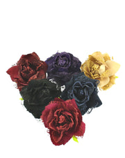 Assorted Colour Fabric Roses on Brooch Pin