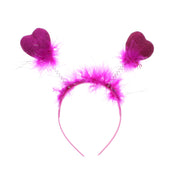 Glitter Heart Head Bopper with Fur