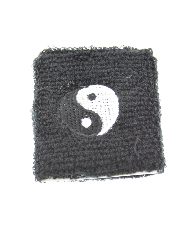Yin Yang Sign on Black Towelling Sweatbands