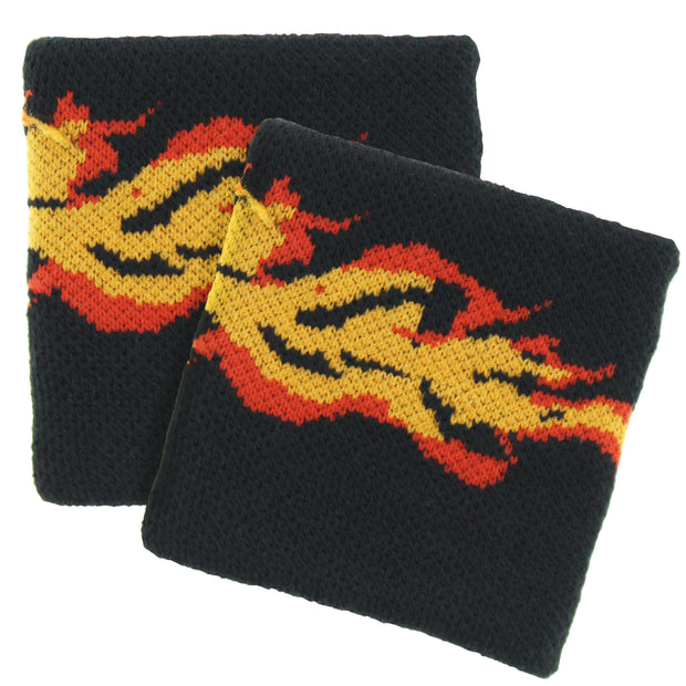 Flame Print on Black Towelling Sweatbands