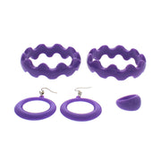 Assorted Colour Plastic Jewellery Sets - Crinkle Bangles, Earrings & Ring
