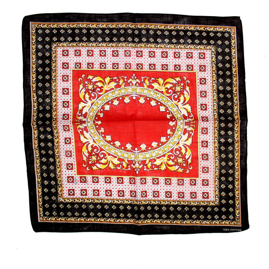 Black, Red & Gold Retro Vintage Print Bandana