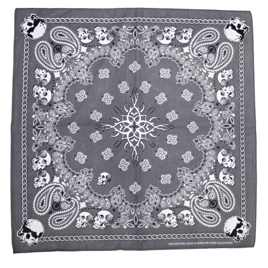 Skulls Paisley & Tribal Bandana with Border