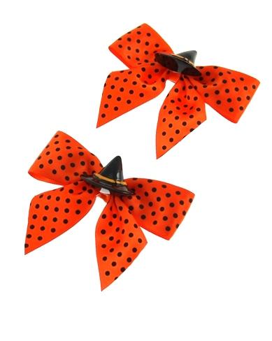 Pair of Polkadot Bows with Witches Hat