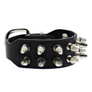 Black 2-Row Spike Studded PU Bracelet with Buckle