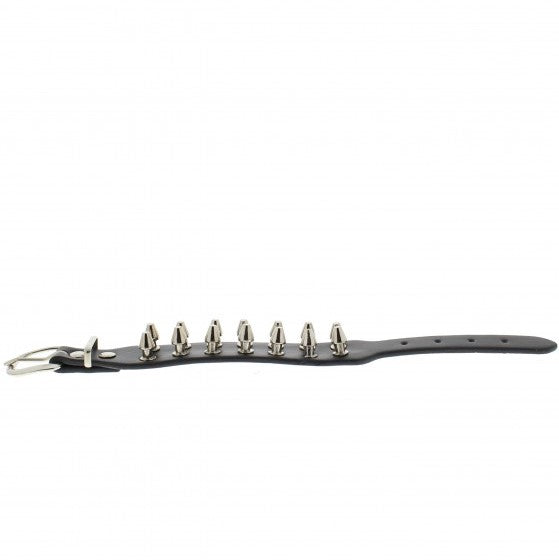 Black 2-Row Spike Studded PU Bracelet with Buckle