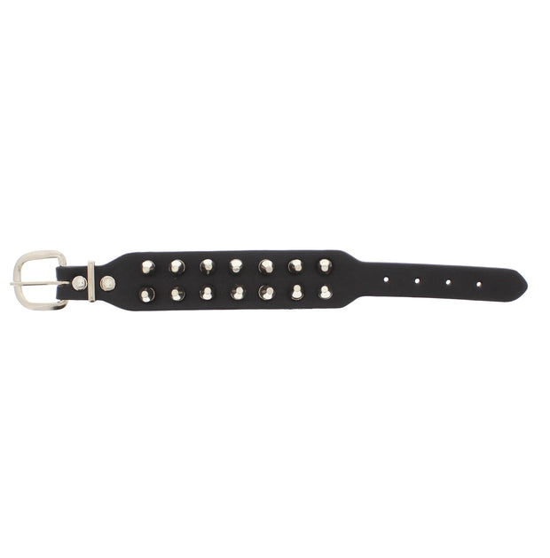 Black 2-Row Spike Studded PU Bracelet with Buckle