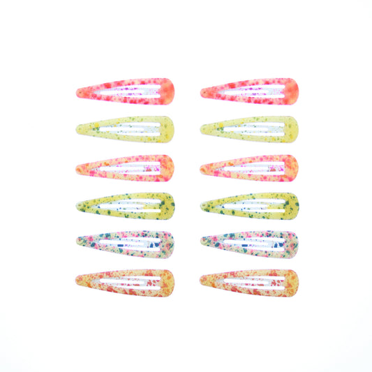 12 on a Card 5cm Assorted Bright Spotted Glitter Epoxy Snapclips