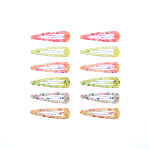 12 on a Card 5cm Assorted Bright Spotted Glitter Epoxy Snapclips