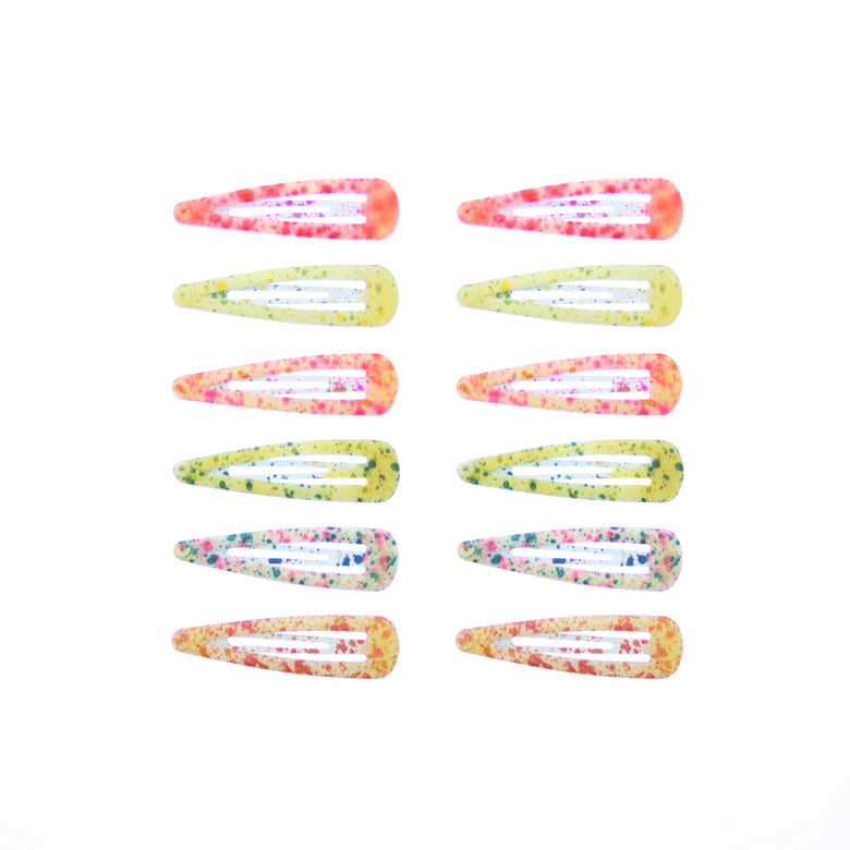 12 on a Card 5cm Assorted Bright Spotted Glitter Epoxy Snapclips