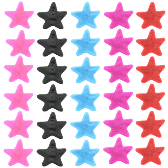 6 on a Card 3cm Assorted Neon Star Epoxy Hair Snapclips
